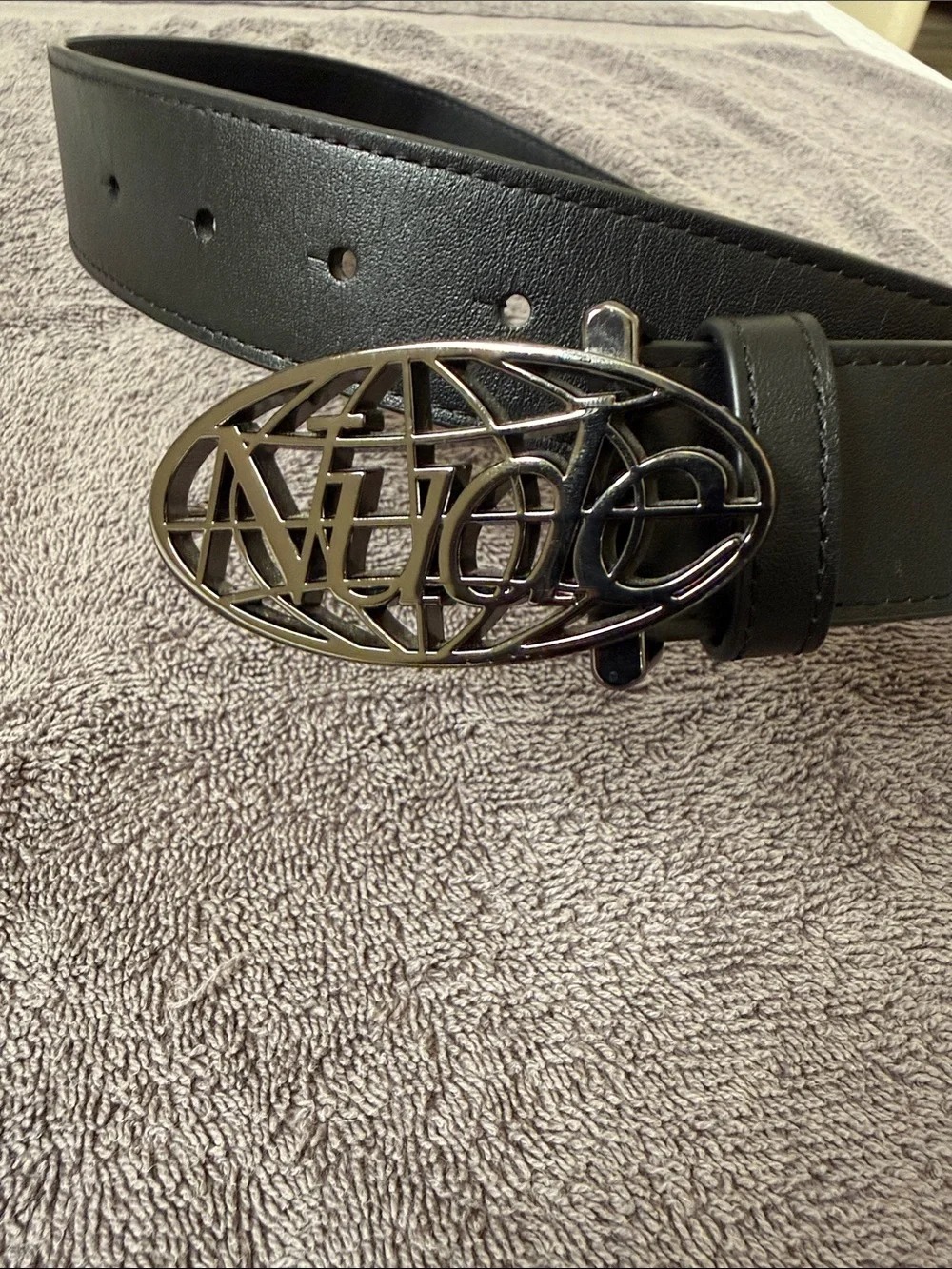 Nude Project Leather Belt with Silver Globe Buckle